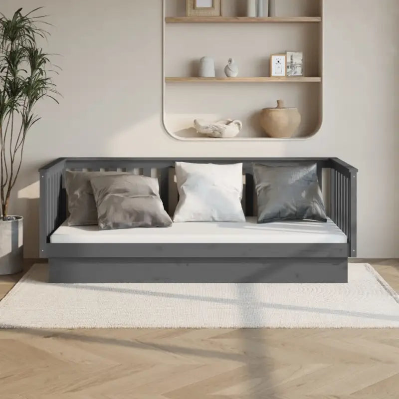 Multifunctioneel slaapbank van massief grenenhout voor slaapkamer en woonkamer - Grijs / 80 x 200 cm - Bedden &