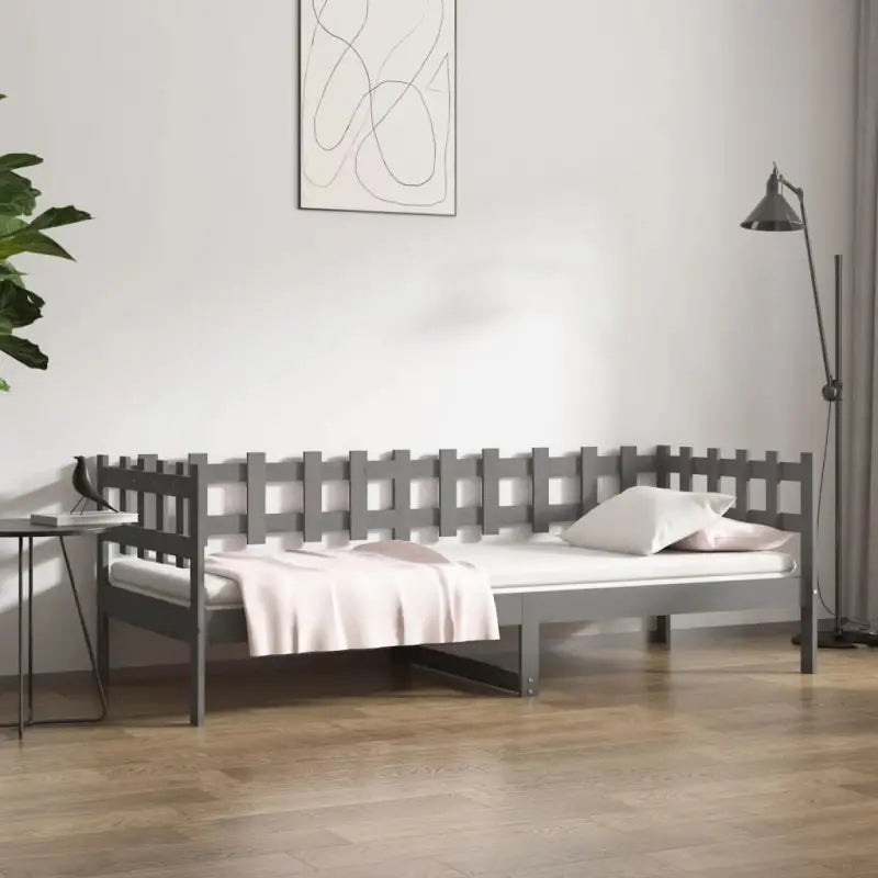 Multifunctioneel slaapbank van massief grenenhout voor slaapkamer en woonkamer - Grijs / 90 x 200 cm - Bedden &