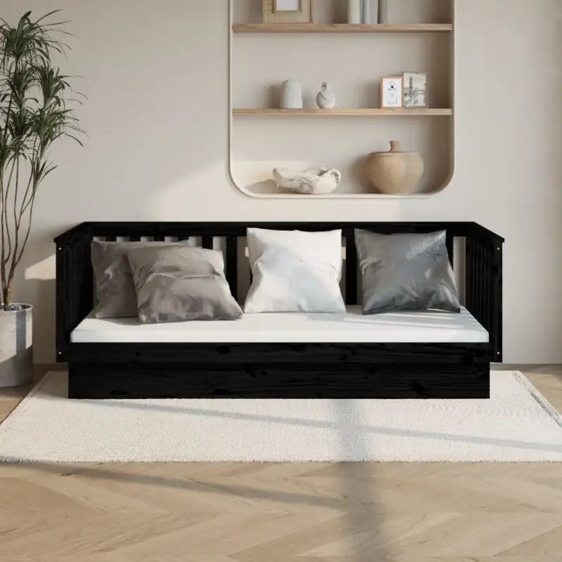 Multifunctioneel slaapbank van massief grenenhout voor slaapkamer en woonkamer - Zwart / 100 x 200 cm - Bedden &