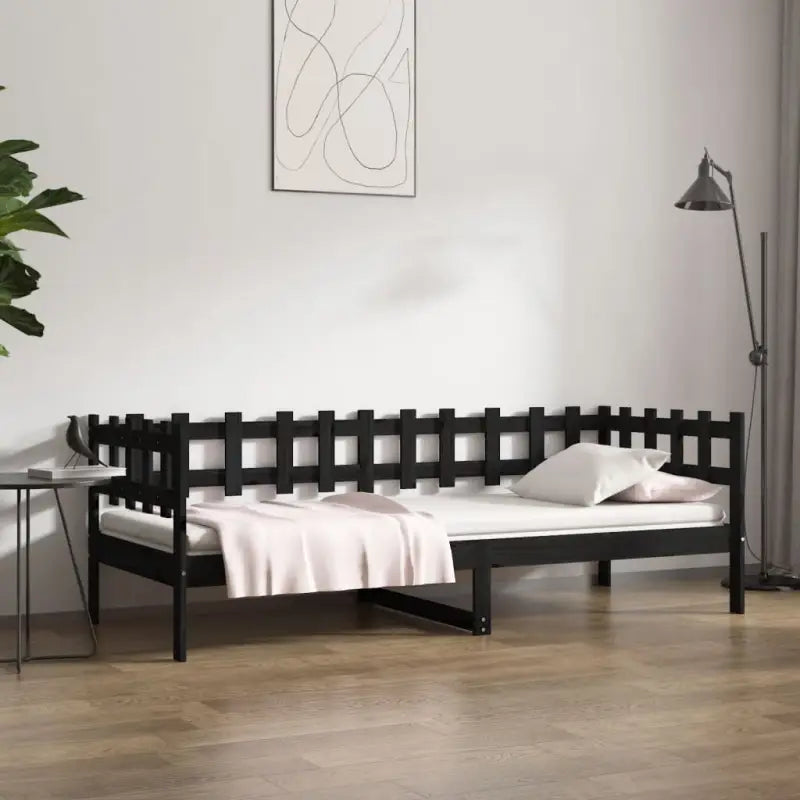 Multifunctioneel slaapbank van massief grenenhout voor slaapkamer en woonkamer - Zwart / 90 x 200 cm - Bedden &