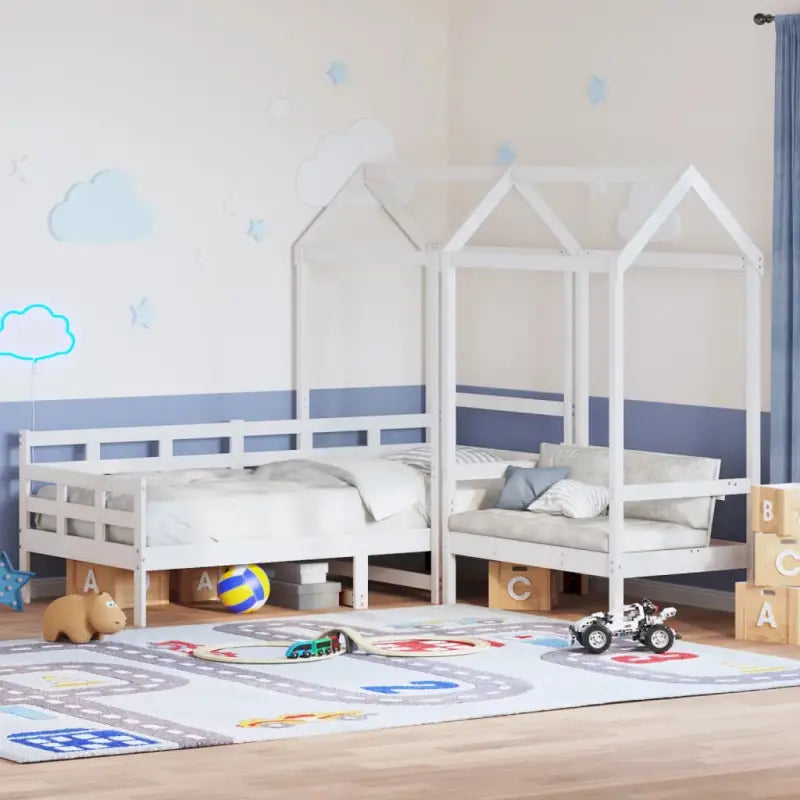 Multifunctioneel witte bank en bed van massief grenenhout - Wit / 90 x 200 cm - Bedden & bedframes