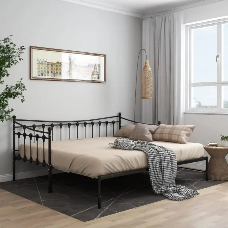Multifunctionele bedbank met comfortabele slaap- en zitfunctie en afmetingen bed - Zwart - Bedden & bedframes
