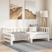 Multifunctionele bedbank van massief grenenhout met ideale afmetingen - Wit / 90 x 200 cm - Bedden & bedframes