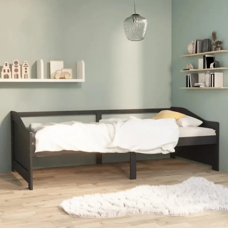 Multifunctionele bedbank van massief grenenhout voor elke ruimte - Donkergrijs - Bedden & bedframes
