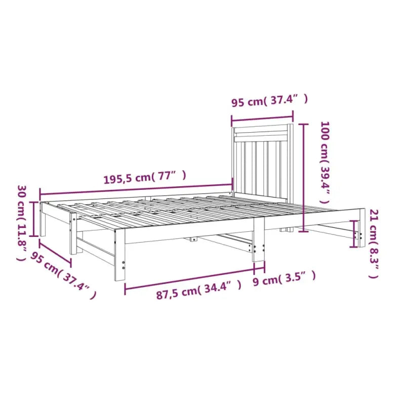 Multifunctionele slaapbank van massief grenenhout met aanpasbare afmetingen - Bedden & bedframes