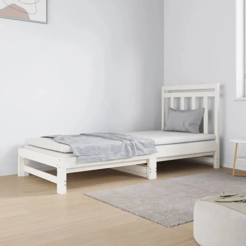 Multifunctionele slaapbank van massief grenenhout met aanpasbare afmetingen - Wit - Bedden & bedframes