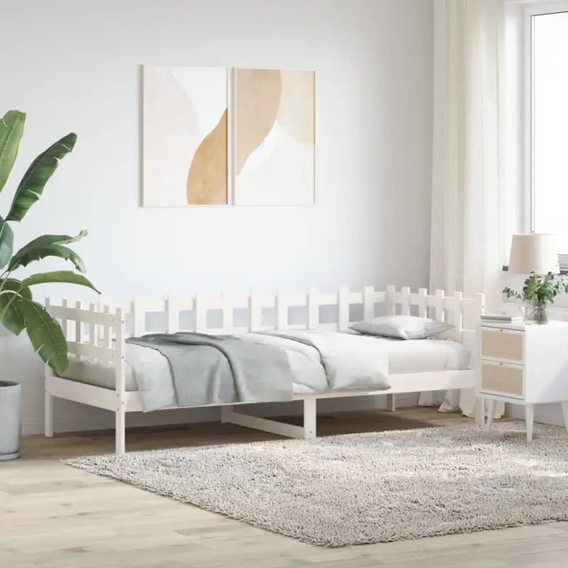 Multifunctionele slaapbank van massief grenenhout voor slaapkamer en woonkamer - Wit / 90 x 190 cm - Bedden & bedframes