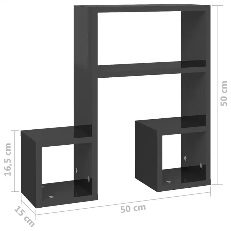 Muzieknoot Wandplank in hoogglans grijs bewerkt hout - Hoogglans grijs / 2 / 1 - Wandplanken