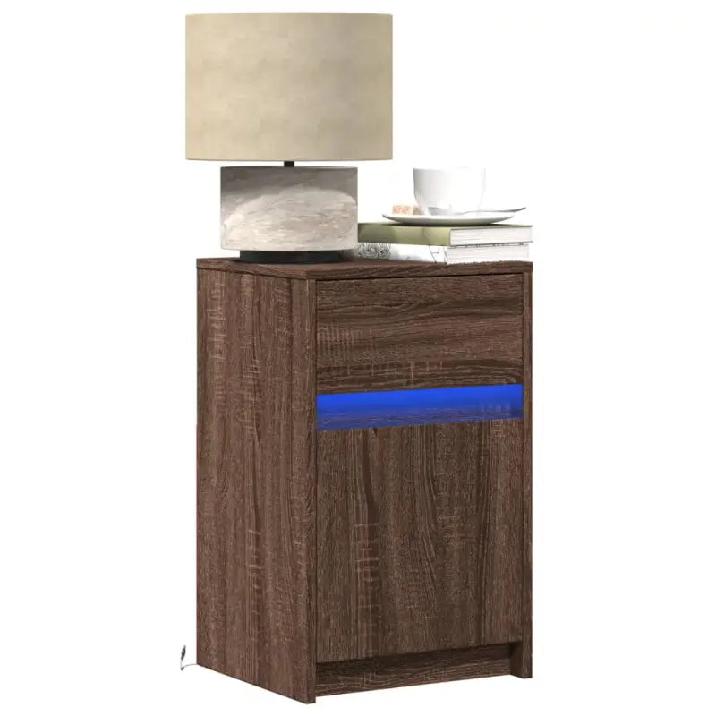 Nachtkastje gemakkelijk te combineren met bewerkt hout en tijdloze charme - bruin eikenkleur / 2 - Nachtkastjes