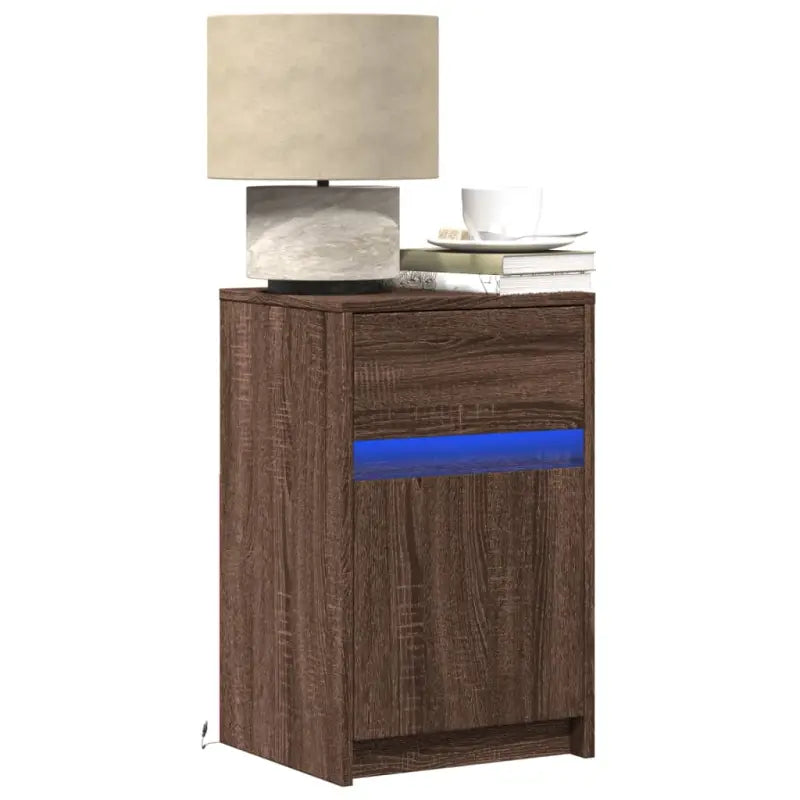 Nachtkastje gemakkelijk te combineren met bewerkt hout en tijdloze charme - bruin eikenkleur / 1 - Nachtkastjes
