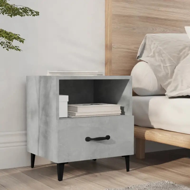 Nachtkastje in Grijs Sonoma met bewerkt hout en elegant ontwerp - Betongrijs / 1 - Nachtkastjes