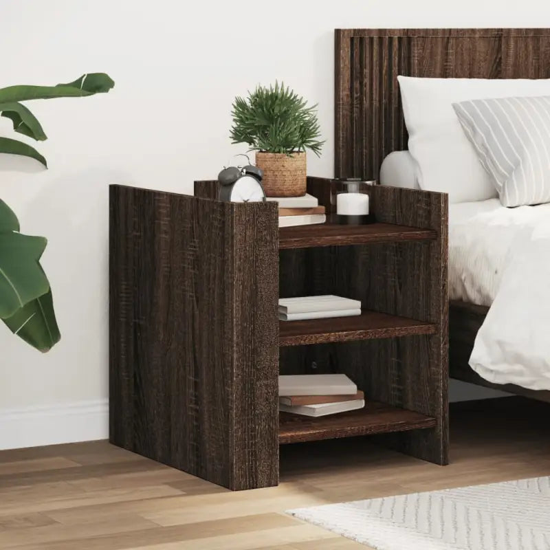 Nachtkastje in Grijs Sonoma met bewerkt hout voor een tijdloze uitstraling - bruin eikenkleur / 1 - Nachtkastjes
