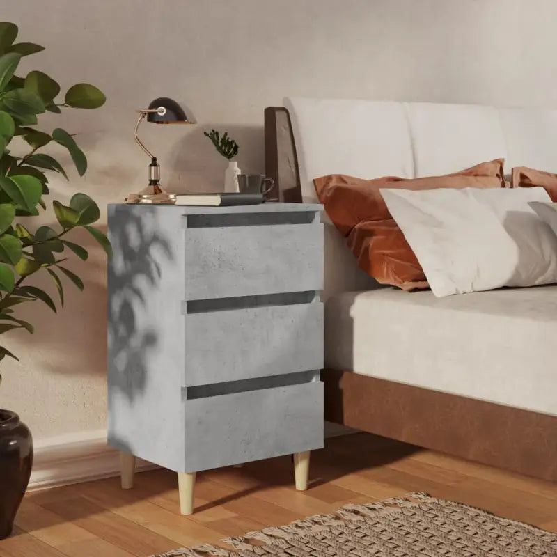 Nachtkastje in grijs sonoma met houten poten en Scandinavische charme - Betongrijs / 1 - Nachtkastjes