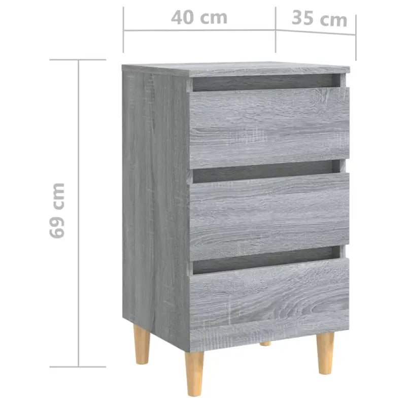 Nachtkastje in grijs sonoma met houten poten en Scandinavische charme - Nachtkastjes