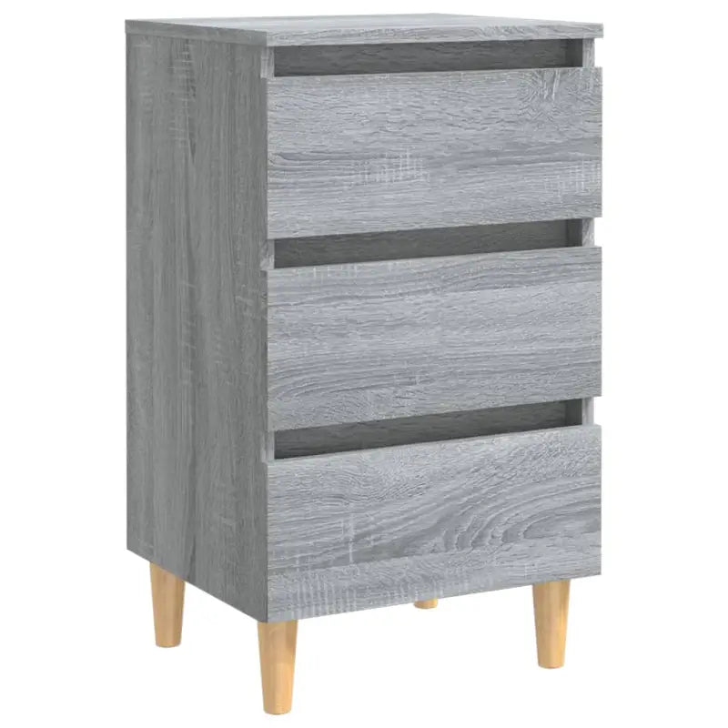Nachtkastje in grijs sonoma met houten poten en Scandinavische charme - Nachtkastjes