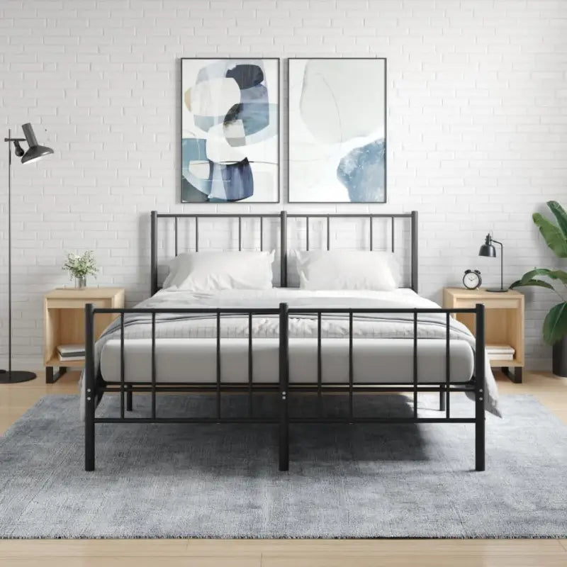 Nachtkastje met bewerkt hout en metalen poten voor een strak interieur - Sonoma eiken / 2 - Nachtkastjes