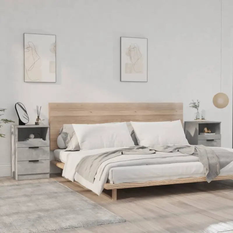 Nachtkastje met bewerkt hout in grijs sonoma met tijdloos ontwerp - Betongrijs / 2 - Nachtkastjes
