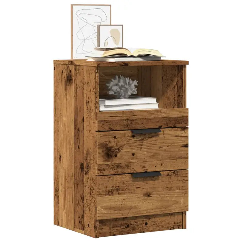 Nachtkastje met bewerkt hout in grijs sonoma met tijdloos ontwerp - Oud hout / 2 - Nachtkastjes