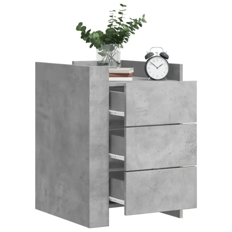 Nachtkastje met bewerkt hout voor een tijdloze interieur look - Betongrijs / 1 - Nachtkastjes