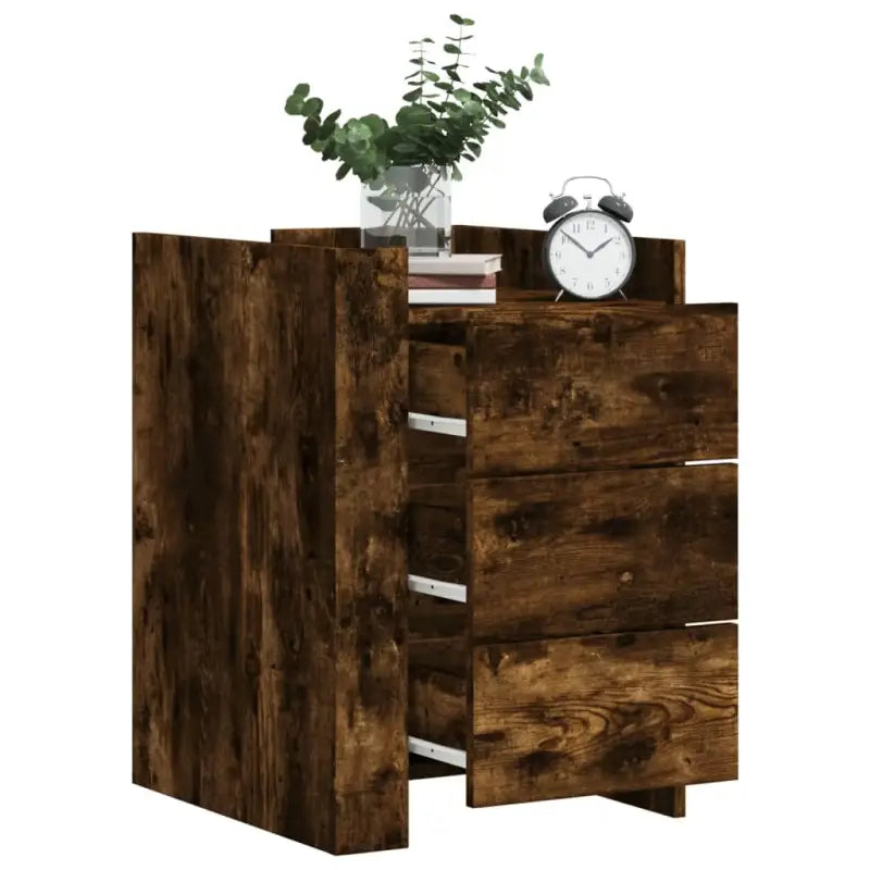 Nachtkastje met bewerkt hout voor een tijdloze interieur look - Gerookt eiken / 1 - Nachtkastjes