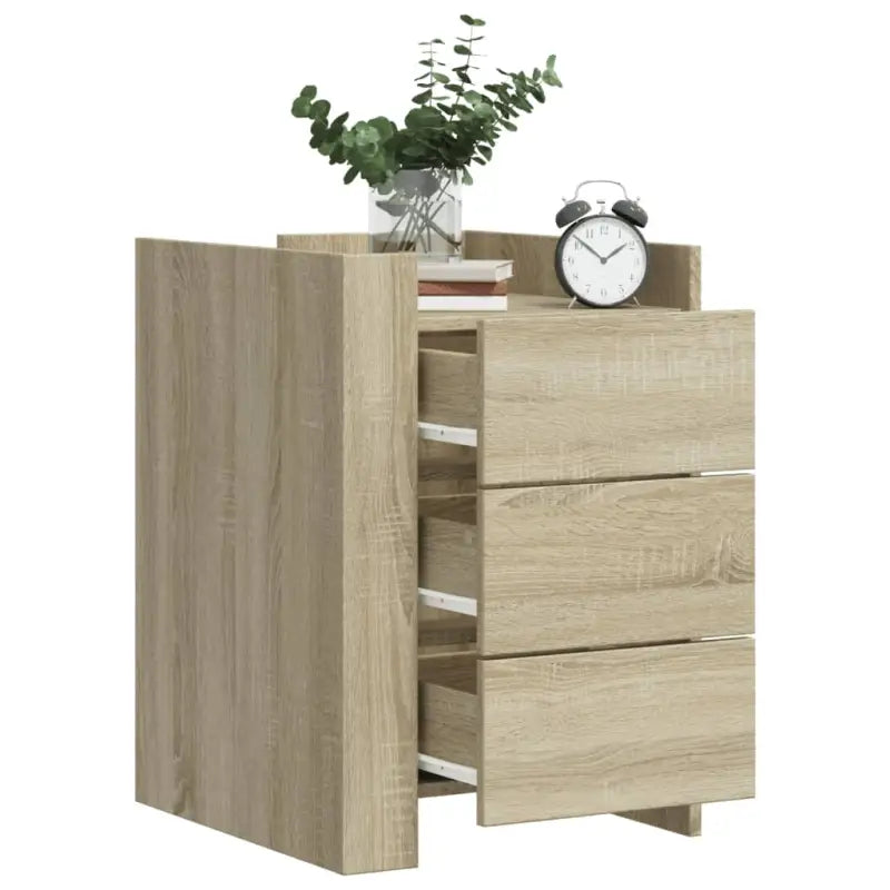 Nachtkastje met bewerkt hout voor een tijdloze interieur look - Sonoma eiken / 1 - Nachtkastjes