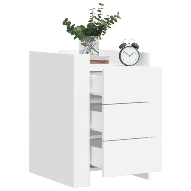 Nachtkastje met bewerkt hout voor een tijdloze interieur look - Wit / 1 - Nachtkastjes