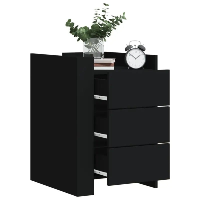 Nachtkastje met bewerkt hout voor een tijdloze interieur look - Zwart / 1 - Nachtkastjes