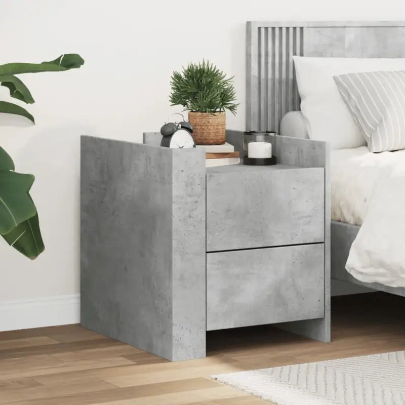 Nachtkastje met bewerkt hout voor een tijdloze woonstijl - Betongrijs / 1 - Nachtkastjes