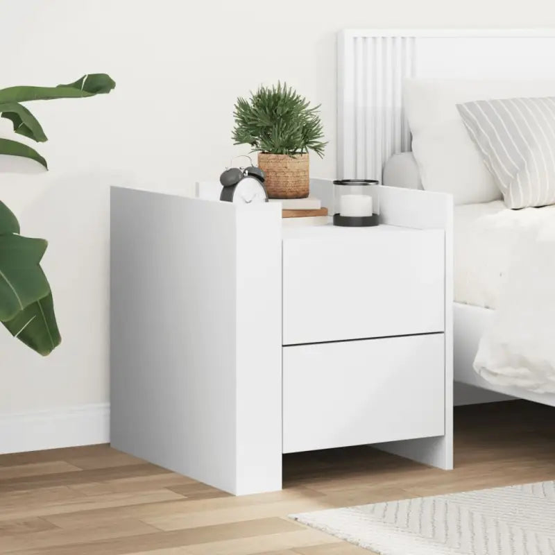 Nachtkastje met bewerkt hout voor een tijdloze woonstijl - Wit / 1 - Nachtkastjes