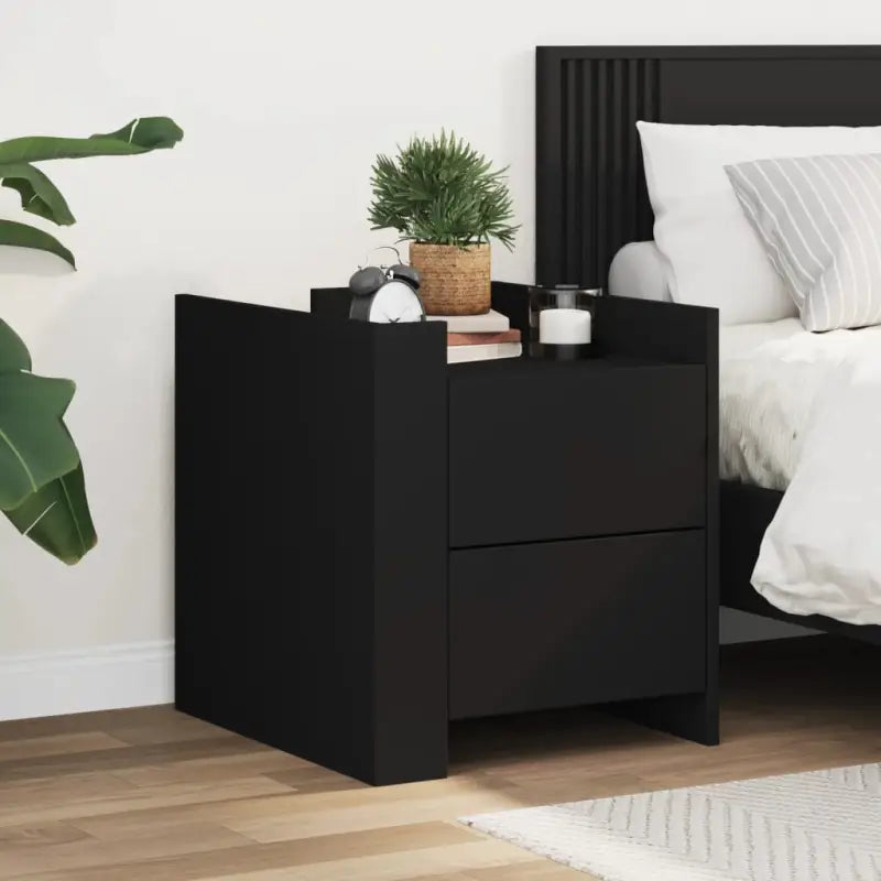 Nachtkastje met bewerkt hout voor een tijdloze woonstijl - Zwart / 1 - Nachtkastjes