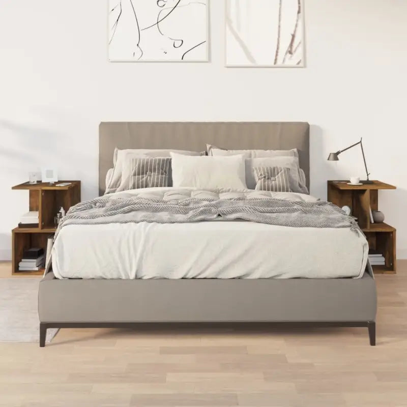 Nachtkastje met elegant ontwerp van bewerkt hout voor een tijdloze stijl - Gerookt eiken / 2 - Nachtkastjes