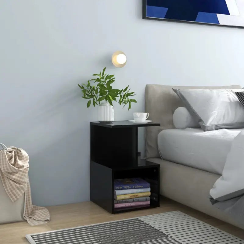 Nachtkastje met elegant ontwerp van bewerkt hout voor een tijdloze stijl - Zwart / 2 - Nachtkastjes