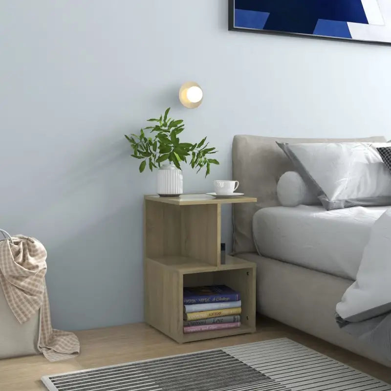 Nachtkastje met elegant ontwerp van bewerkt hout voor een tijdloze stijl - Sonoma eiken / 2 - Nachtkastjes