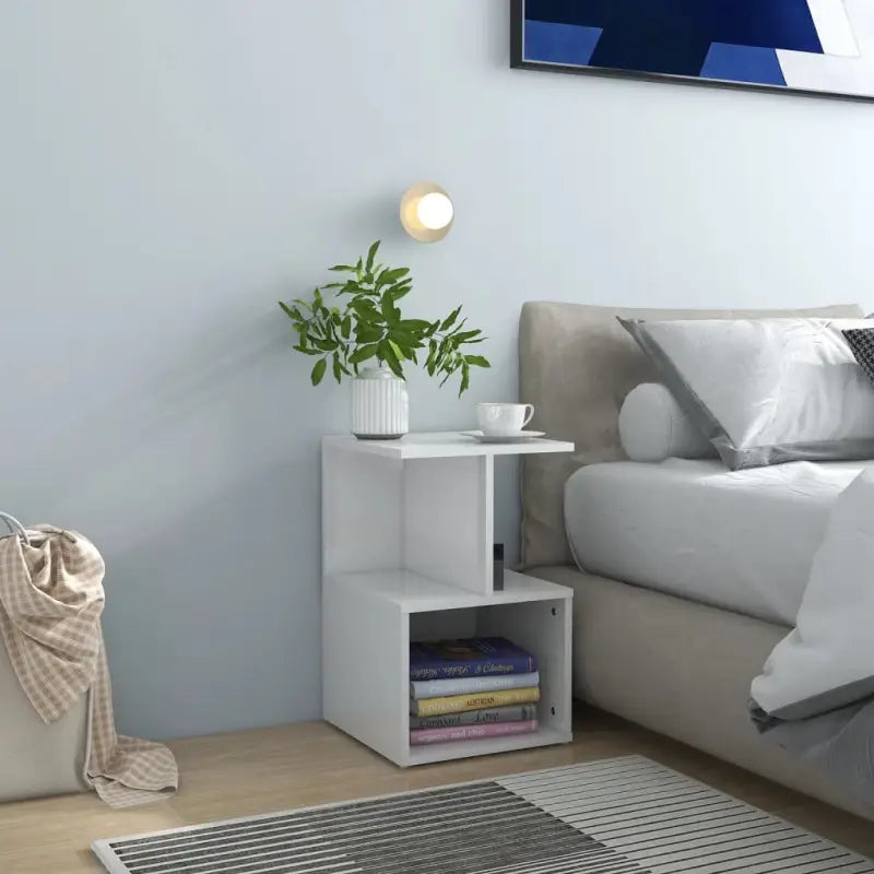 Nachtkastje met elegant ontwerp van bewerkt hout voor een tijdloze stijl - Hoogglans wit / 1 - Nachtkastjes