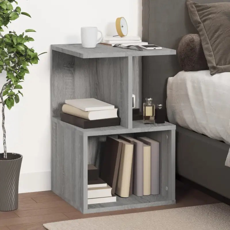 Nachtkastje met elegant ontwerp van bewerkt hout voor een tijdloze stijl - Grijs sonoma / 1 - Nachtkastjes