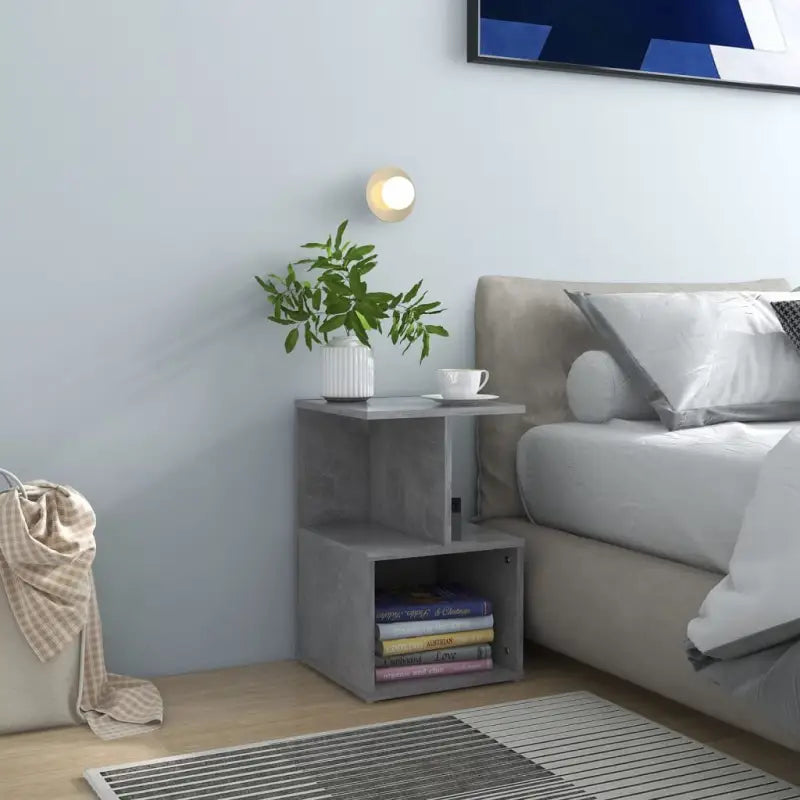 Nachtkastje met elegant ontwerp van bewerkt hout voor een tijdloze stijl - Betongrijs / 1 - Nachtkastjes