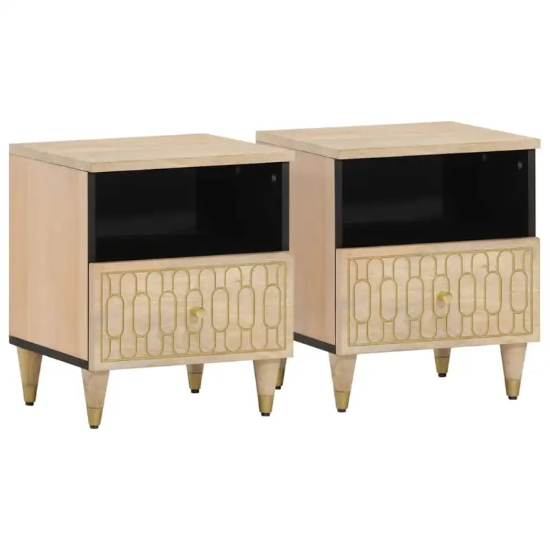 Nachtkastje met elegant ontwerp van massief mangohout - Bruin / 2 - Nachtkastjes