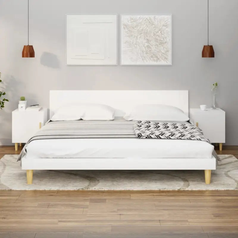 Nachtkastje met hoogglans wit bewerkt hout en elegant ontwerp - Nachtkastjes