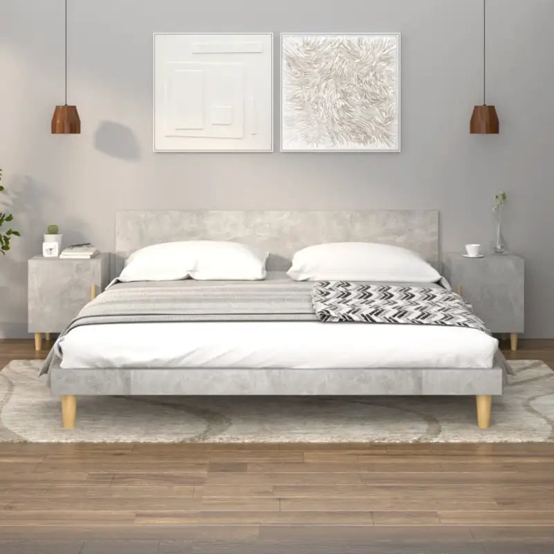 Nachtkastje met hoogglans wit bewerkt hout en elegant ontwerp - Betongrijs / 2 - Nachtkastjes