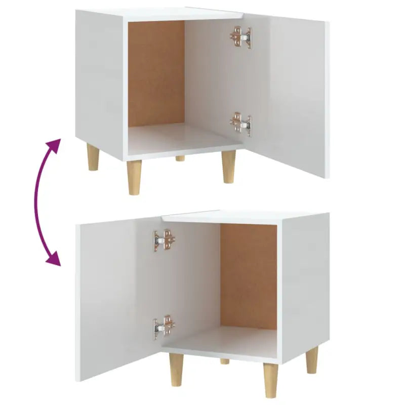 Nachtkastje met hoogglans wit bewerkt hout en elegant ontwerp - Nachtkastjes