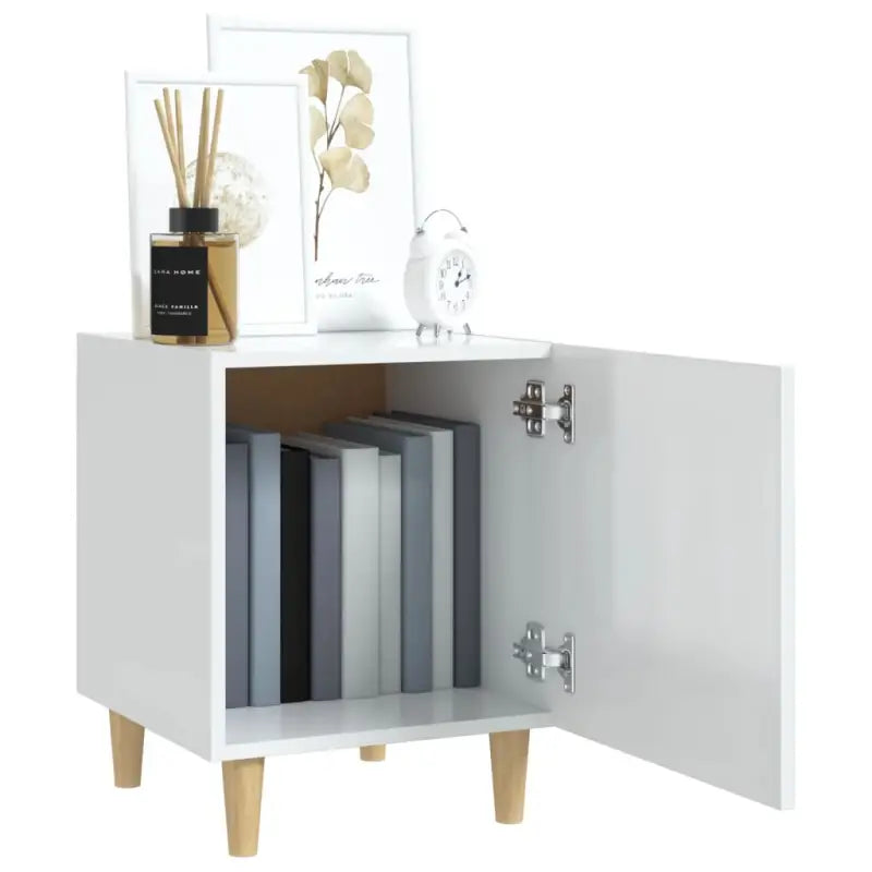 Nachtkastje met hoogglans wit bewerkt hout en elegant ontwerp - Nachtkastjes
