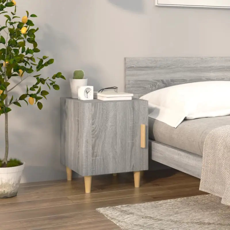 Nachtkastje met hoogglans wit bewerkt hout en elegant ontwerp - Grijs sonoma / 1 - Nachtkastjes