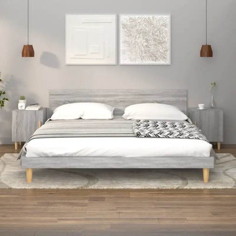 Nachtkastje met hoogglans wit bewerkt hout en elegant ontwerp - Grijs sonoma / 2 - Nachtkastjes