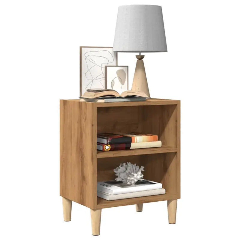 Nachtkastje met houten poten in Scandinavische stijl - artisanaal eikenkleurig / 2 - Nachtkastjes