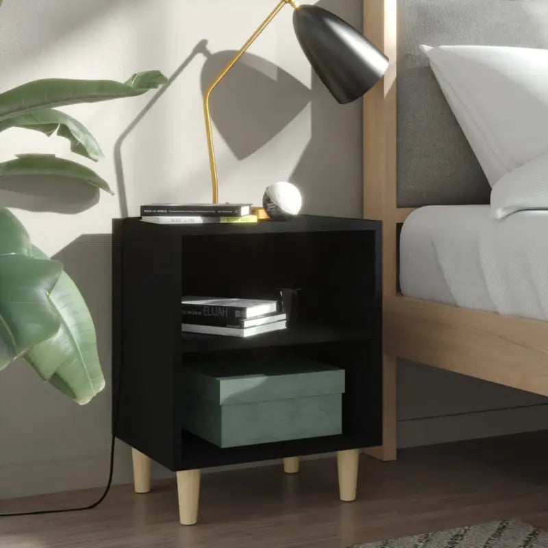 Nachtkastje met houten poten in Scandinavische stijl - Zwart / 2 - Nachtkastjes