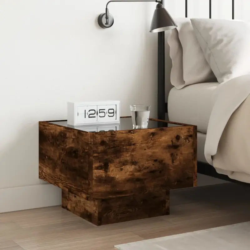 Nachtkastje met infinity LED en bewerkt hout voor een stijlvolle kamer - Nachtkastjes
