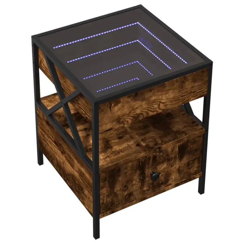 Nachtkastje met infinity LED-verlichting en bewerkt hout voor duurzaam Gebruik - Nachtkastjes