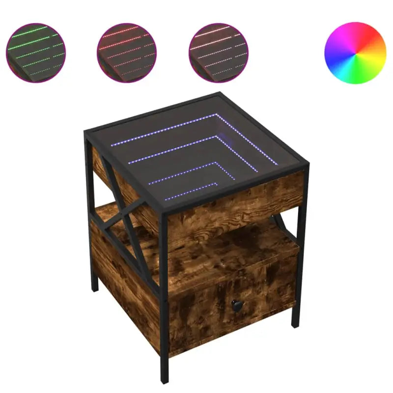 Nachtkastje met infinity LED-verlichting en bewerkt hout voor duurzaam Gebruik - Nachtkastjes
