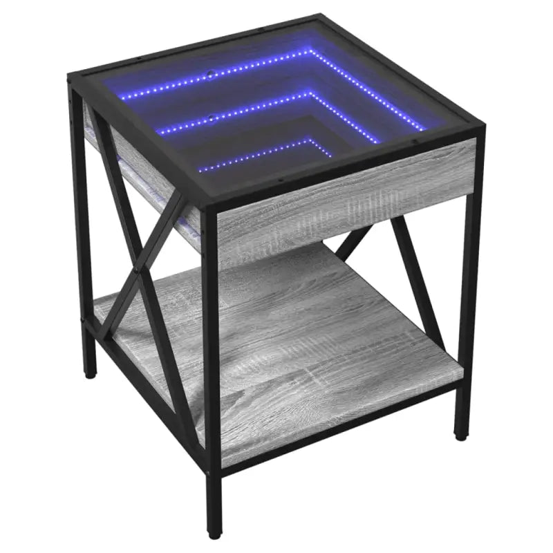 Nachtkastje met infinity LED verlichting in grijs sonoma eiken bewerkt hout - Nachtkastjes