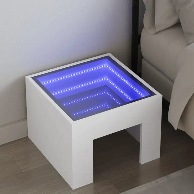 Nachtkastje met infinity LED-verlichting van bewerkt hout - Wit / 1 - Nachtkastjes